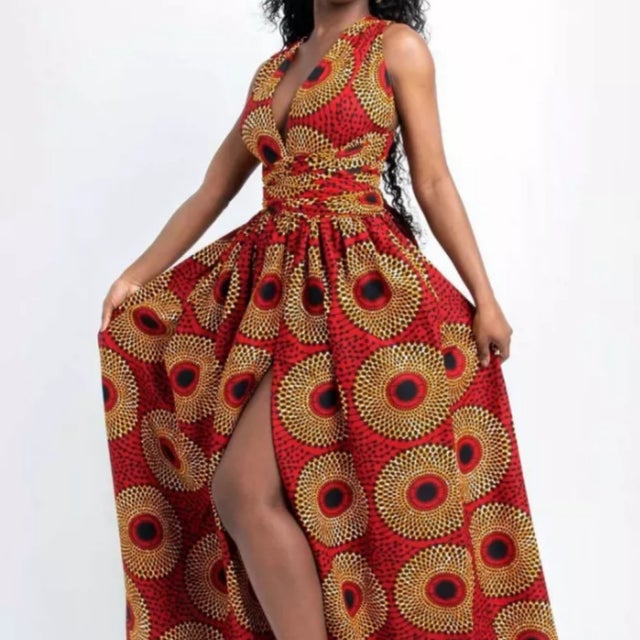 green emerald velvet dress African Women Dress Wax Print Fashion Ankara main image 0