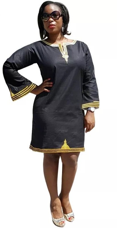 slim fit dress slacks African Evening Black and Yellow Dress M