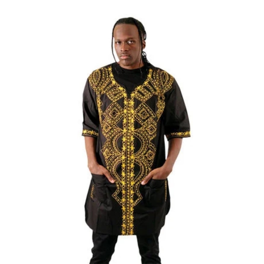 Men s Black And Gold Dashiki SENSATIONZ AFRICAN BOUTIQUE